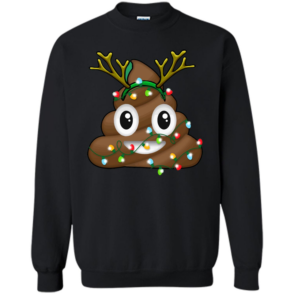 Reindeer Poop Emoji Cute Merry Christmas T-Shirt - Sweatshirt