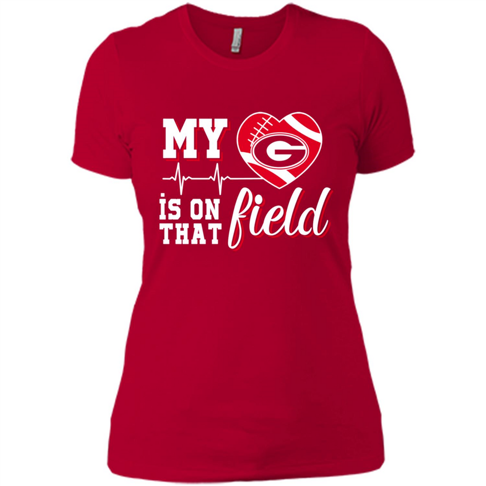 Georgia Bulldogs Football My Heart is on that Field - Ladies' Boyfriend T-Shirt