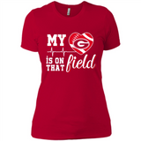 Georgia Bulldogs Football My Heart is on that Field - Ladies' Boyfriend T-Shirt