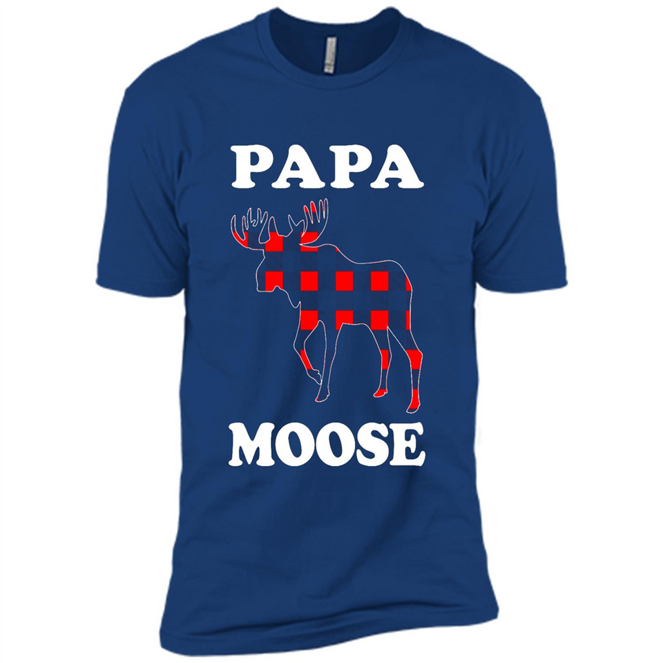 Papa Moose Funny Christmas Plaid Buffalo T-Shirt - Premium Short Sleeve T-Shirt
