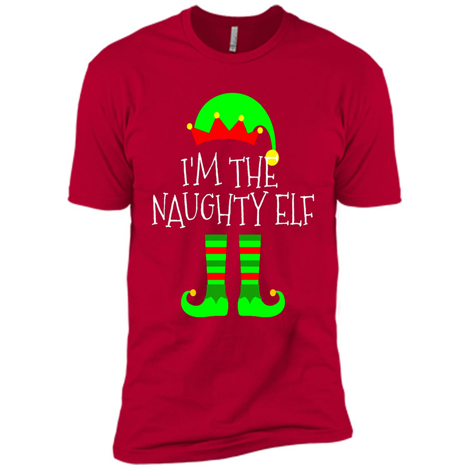 Matching Family Christmas Shirt Funny I'm The Naughty Elf Black mugs PINGPONG - Premium Short Sleeve T-Shirt