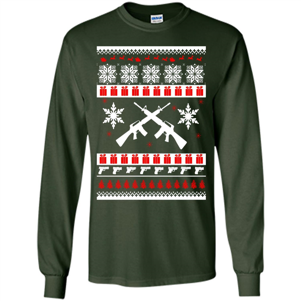 Rifle I Want Rifle Guns For Christmas ugly - Long Sleeve T-Shirt