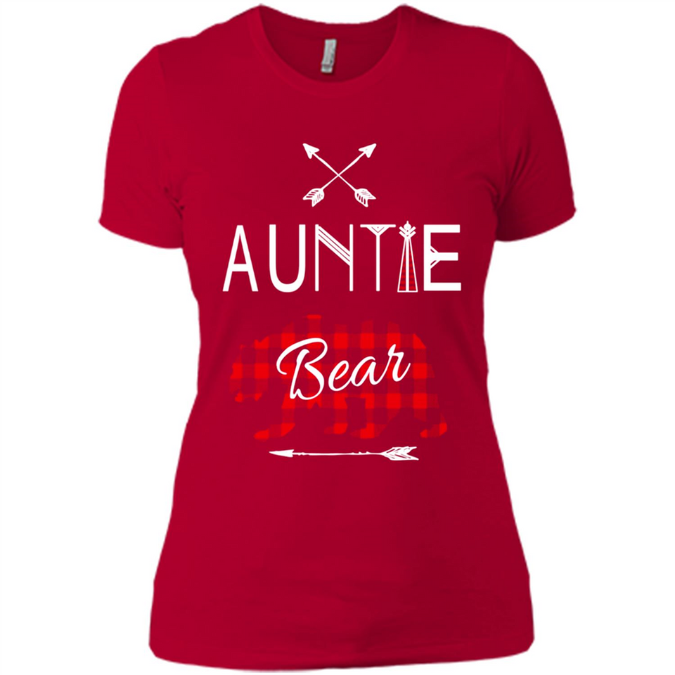 Aunt Shirt Buffalo Plaid Family Camp Bear Tee - Ladies' Boyfriend T-Shirt