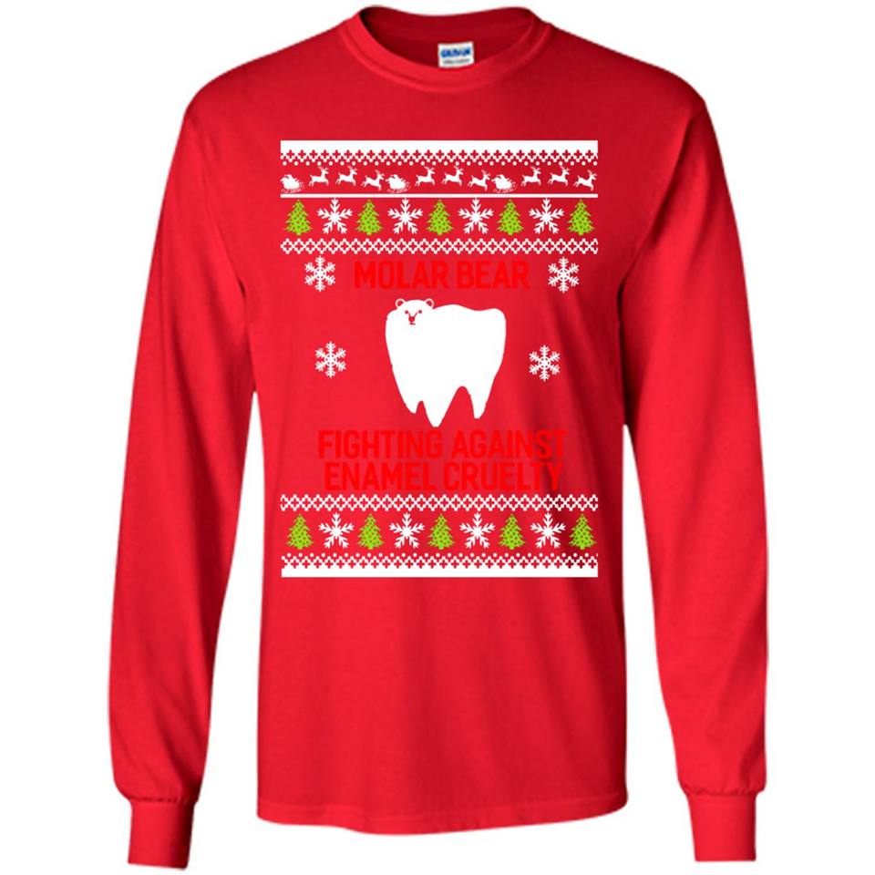 Molar bear fighting against enamel cruelty Christmas - Long Sleeve T-Shirt