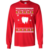 Molar bear fighting against enamel cruelty Christmas - Long Sleeve T-Shirt