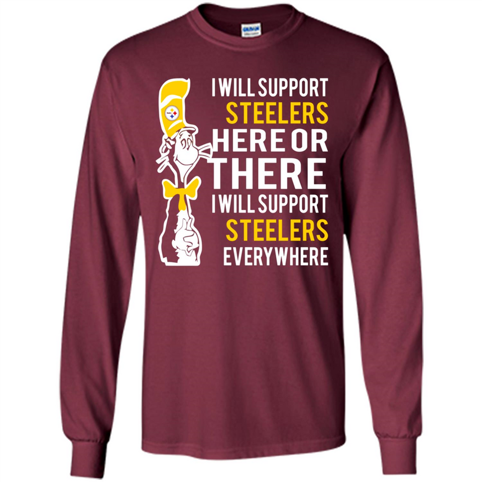 Shirt For Dr Seuss Cat And Pittsburgh Steelers Fans - Long Sleeve T-Shirt