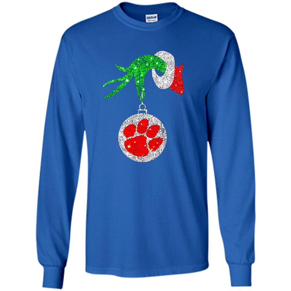 Amazing tee Clemson Tigers Glitter Grinch Monogram Ornament Christmas Gift - Sao chép - Long Sleeve T-Shirt