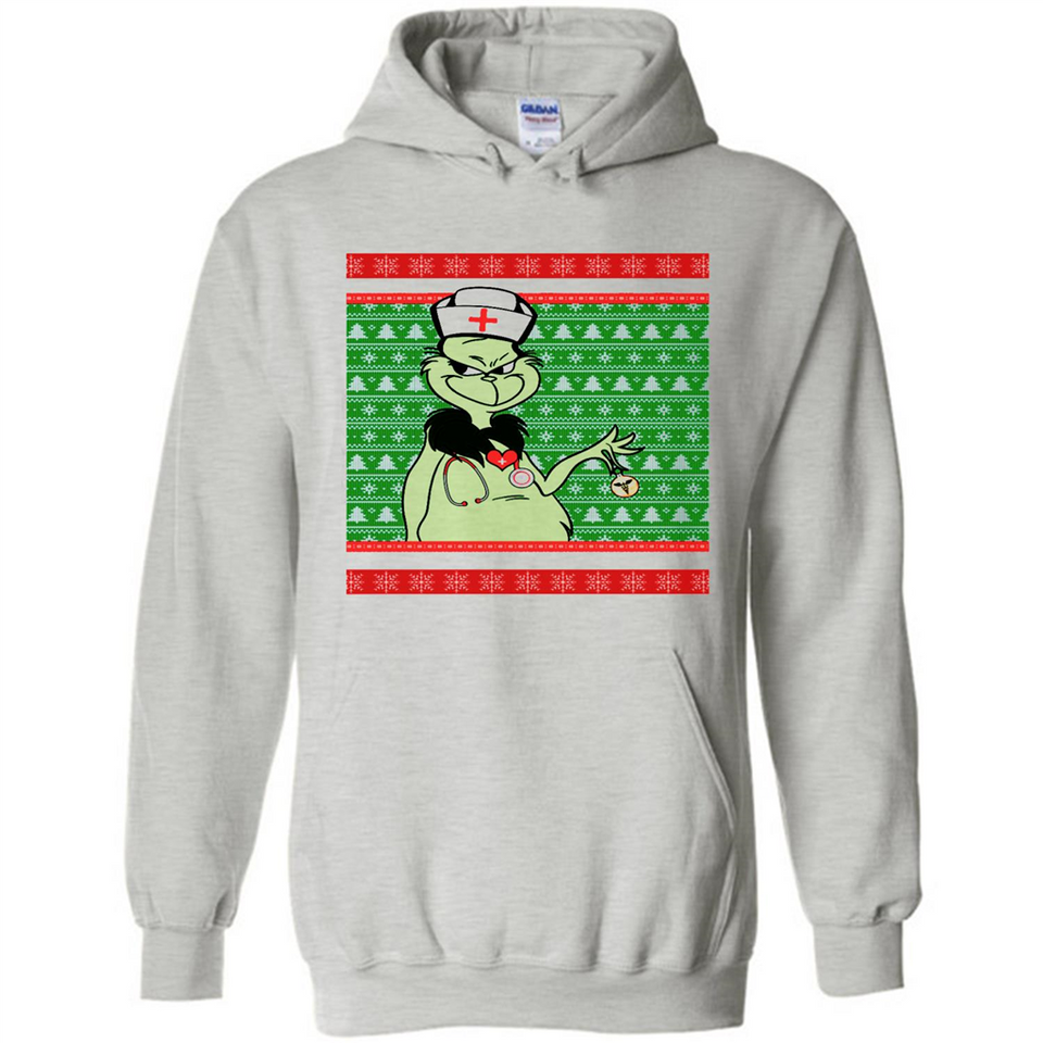 Grinch Nurse Ugly Christmas Sporty T-Shirt PINGPONG - Hoodie