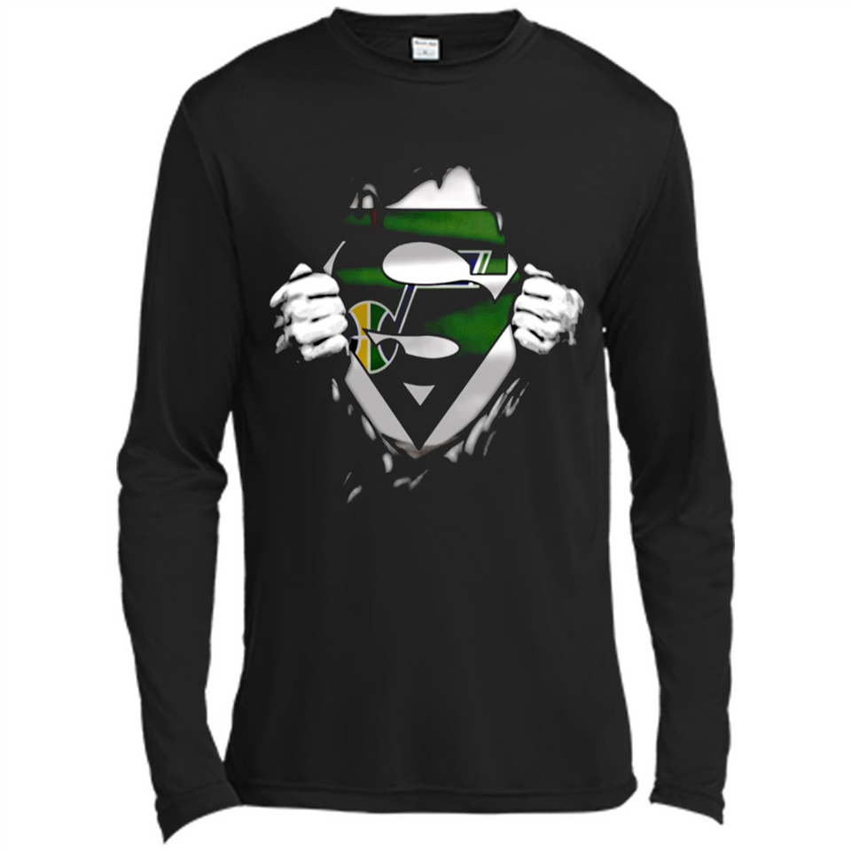 Utah Jazz And Superman Fans - Canvas Long Sleeve T-Shirt