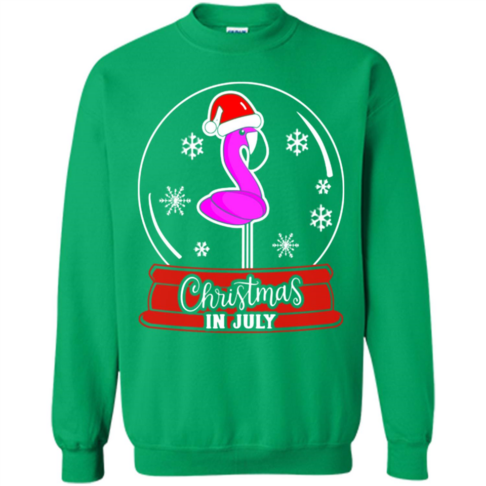 Christmas In July Flamingo Snow Globe Santa Hat - Sweatshirt