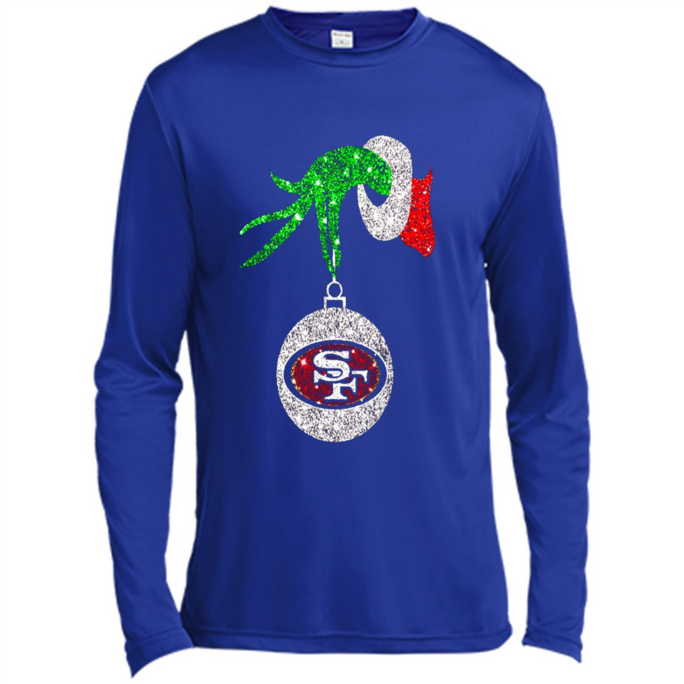 Amazing tee San Francisco 49ers Glitter Grinch Monogram Ornament Christmas Gift - Canvas Long Sleeve T-Shirt