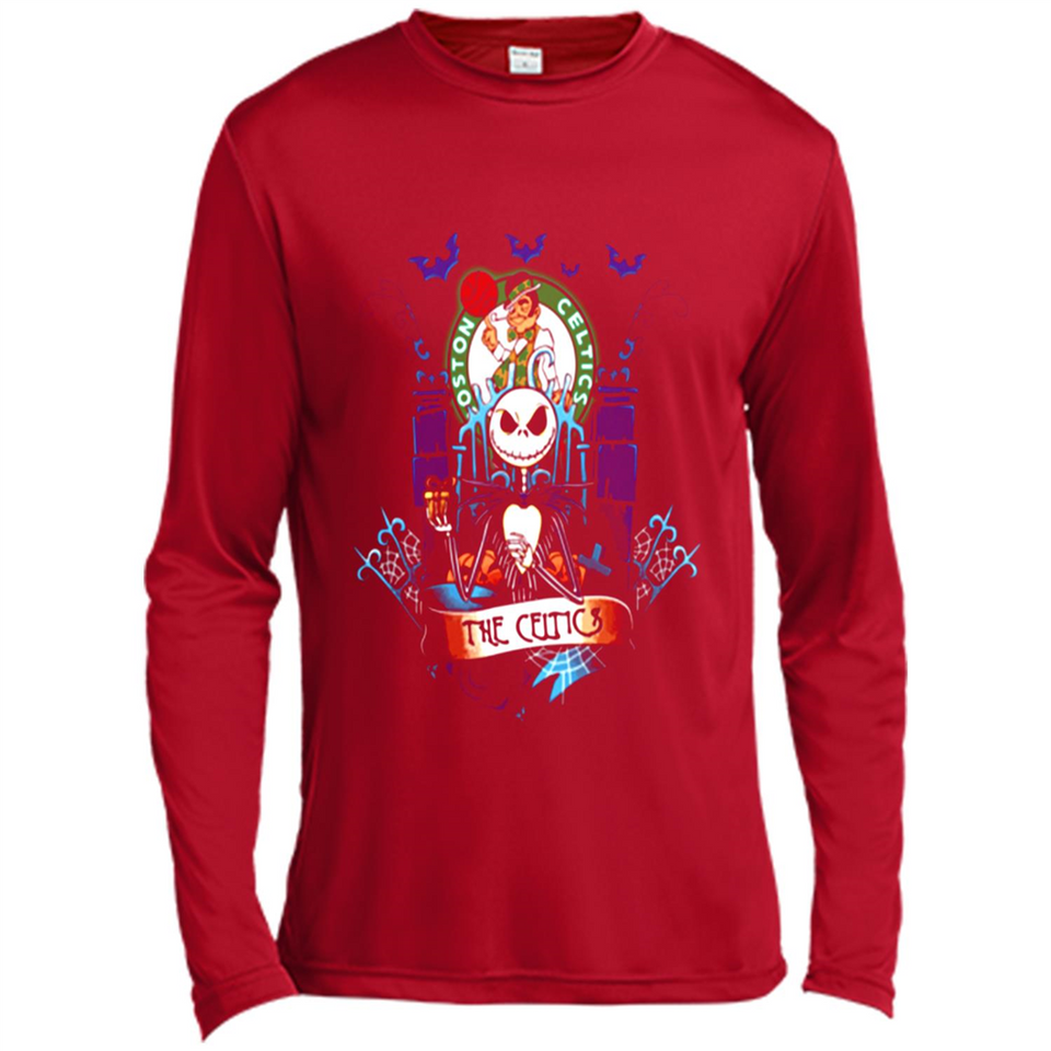 Boston Celtics Halloween The Nightmare Before Christmas - Canvas Long Sleeve T-Shirt