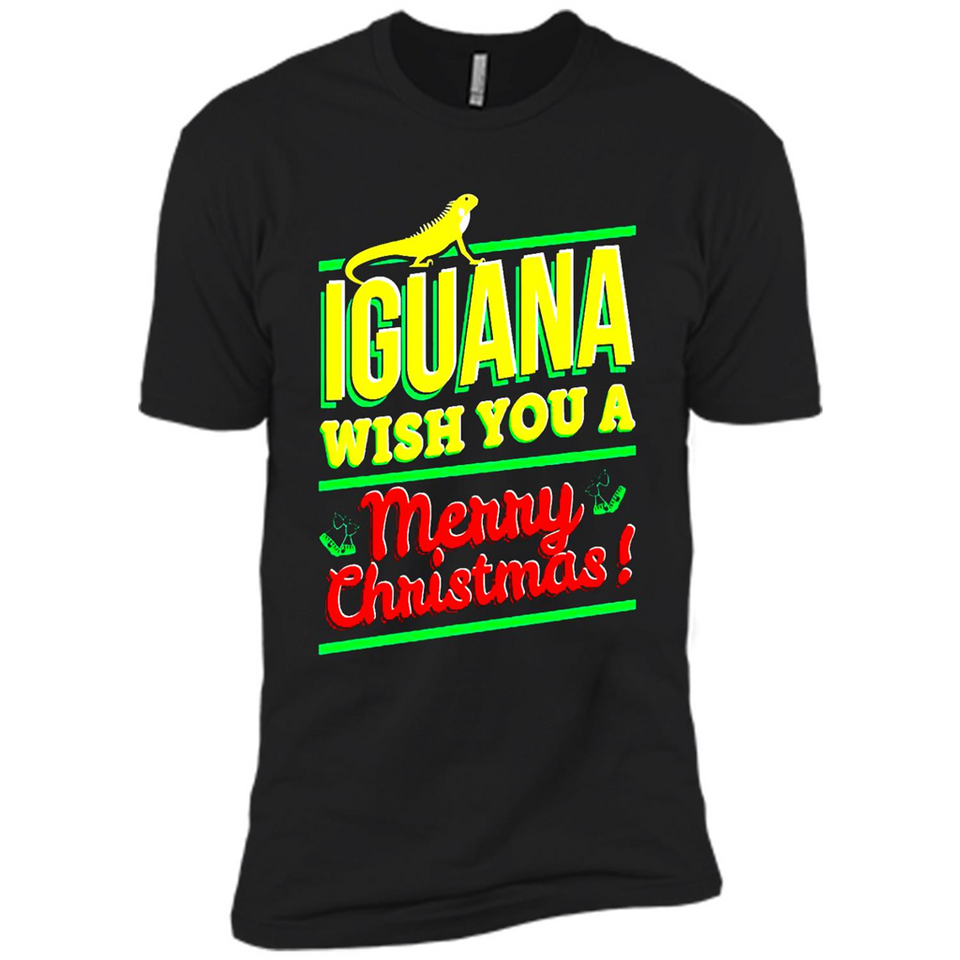 Iguana Wish You A Merry Christmas Animal - Premium Short Sleeve T-Shirt