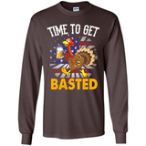 Time To Get Basted Funny Turkey Beer Thanksgiving - Long Sleeve T-Shirt