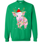 Christmas Lights Pig Wearing Santa Hat Funny Xmas - Sweatshirt