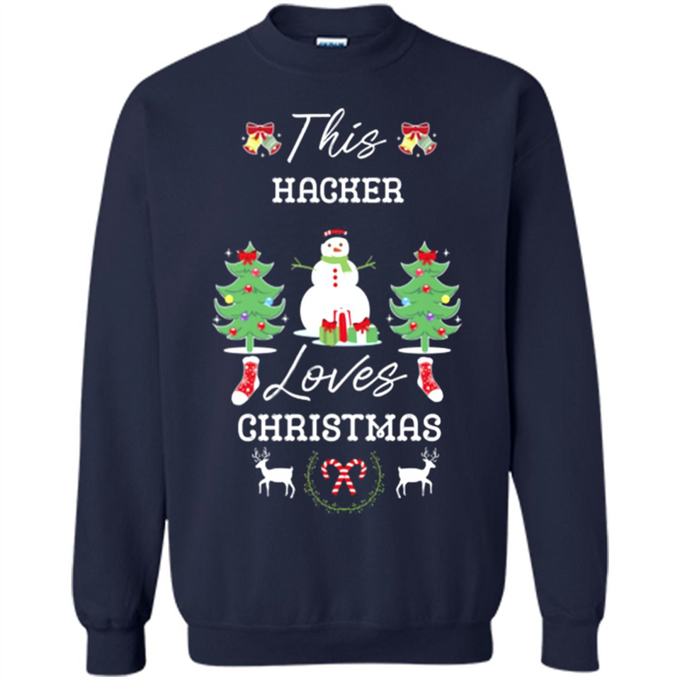 This Hacker Loves Christmas Tree Shirt with Snowman