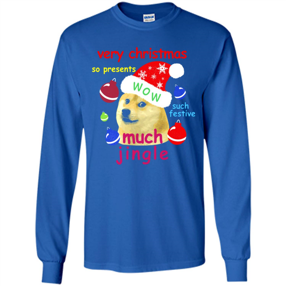 Christmas Doge Meme Shirts Funny Santa Shiba Inu Dog - Long Sleeve T-Shirt