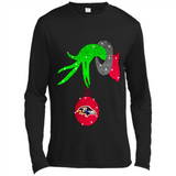 GRINCH HAND HOLDING BALTIMORE RAVENS GLITTER CHRISTMAS PINGPONG
