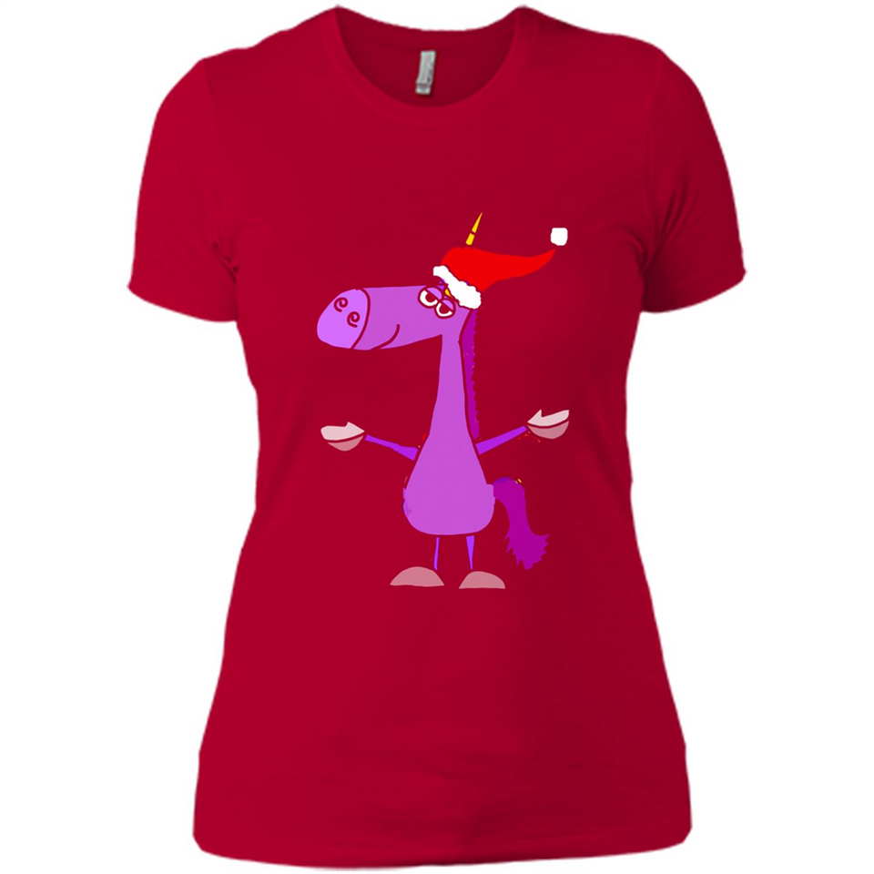 Funny Christmas Unicorn in Santa Hat - Ladies' Boyfriend T-Shirt