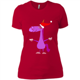 Funny Christmas Unicorn in Santa Hat - Ladies' Boyfriend T-Shirt