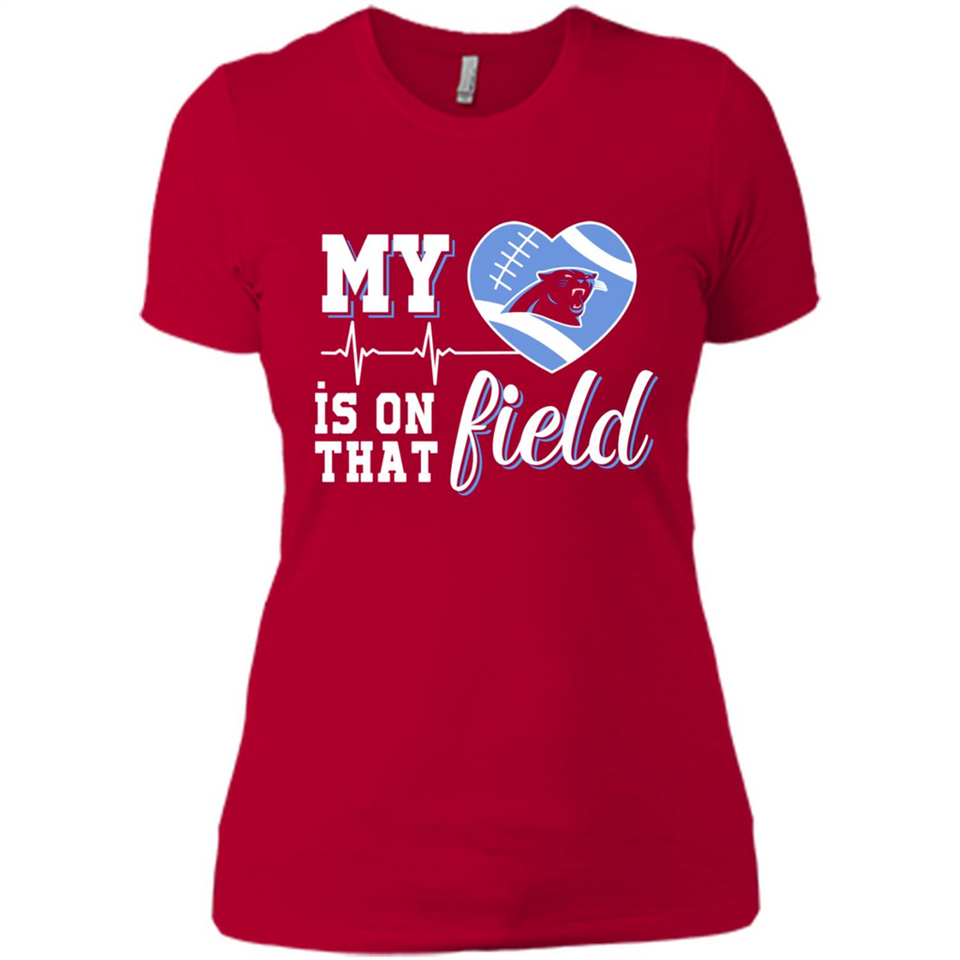 Carolina Panthers Football My Heart is on that Field - Ladies' Boyfriend T-Shirt