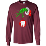 Christmas Nurse Grinch hand holding clinic dental ornament - Long Sleeve T-Shirt