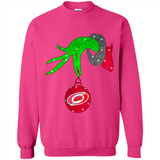 GRINCH HAND HOLDING CAROLINA HURRICANES GLITTER CHRISTMAS PINGPONG