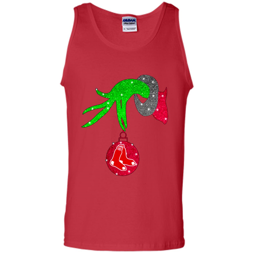 GRINCH HAND HOLDING BOSTON RED SOX GLITTER CHRISTMAS PINGPONG