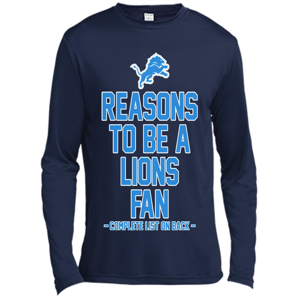 Reasons to be a Detroit Lions Fan Complete List on Back - Canvas Long Sleeve T-Shirt
