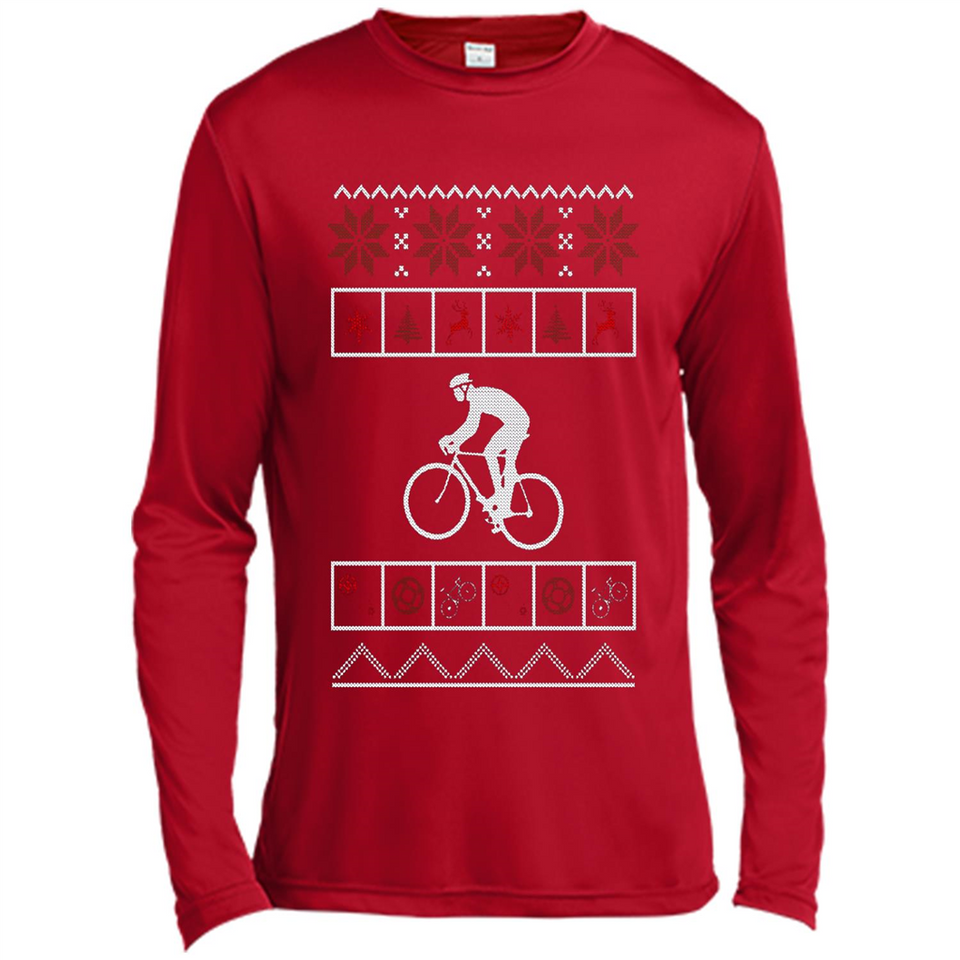 Christmas Ugly Sweater Cycling - Ugly Christmas Sweater - Canvas Long Sleeve T-Shirt