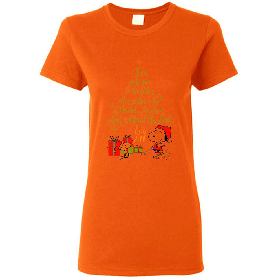 Snoopy Merry Christmas with Christmas tree T-Shirt - Ladies Short-Sleeve
