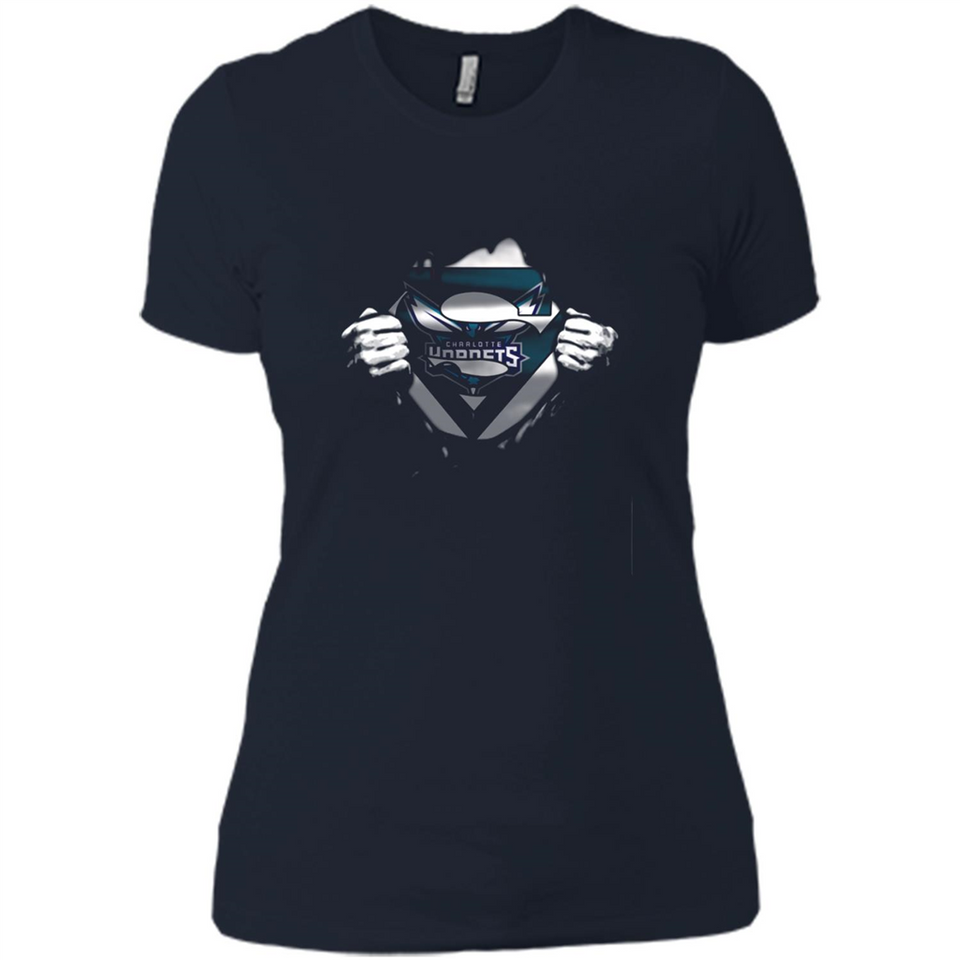 Charlotte Hornets And Superman Fans - Ladies' Boyfriend T-Shirt