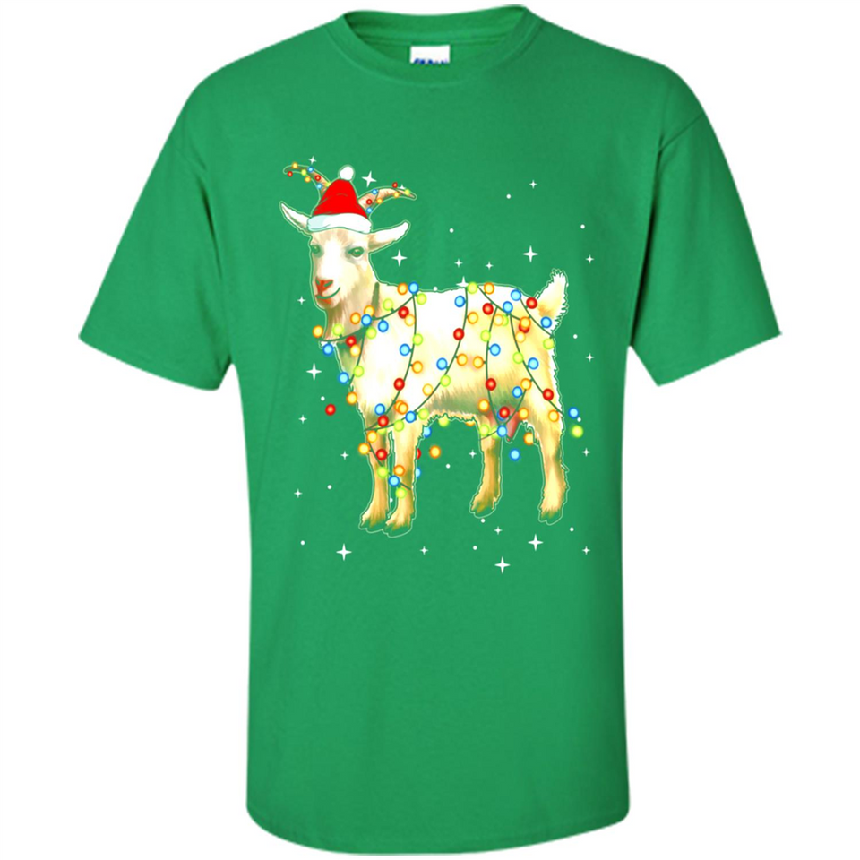 Christmas Lights Goat Wearing Santa Hat Funny Xmas - Shirt