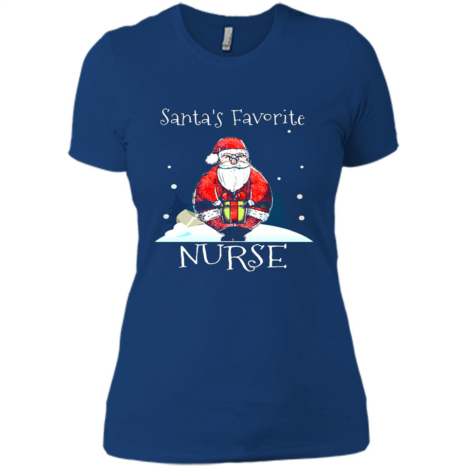 Funny Christmas Nurse Shirt, Santa_s Favorite Nurse - Ladies' Boyfriend T-Shirt
