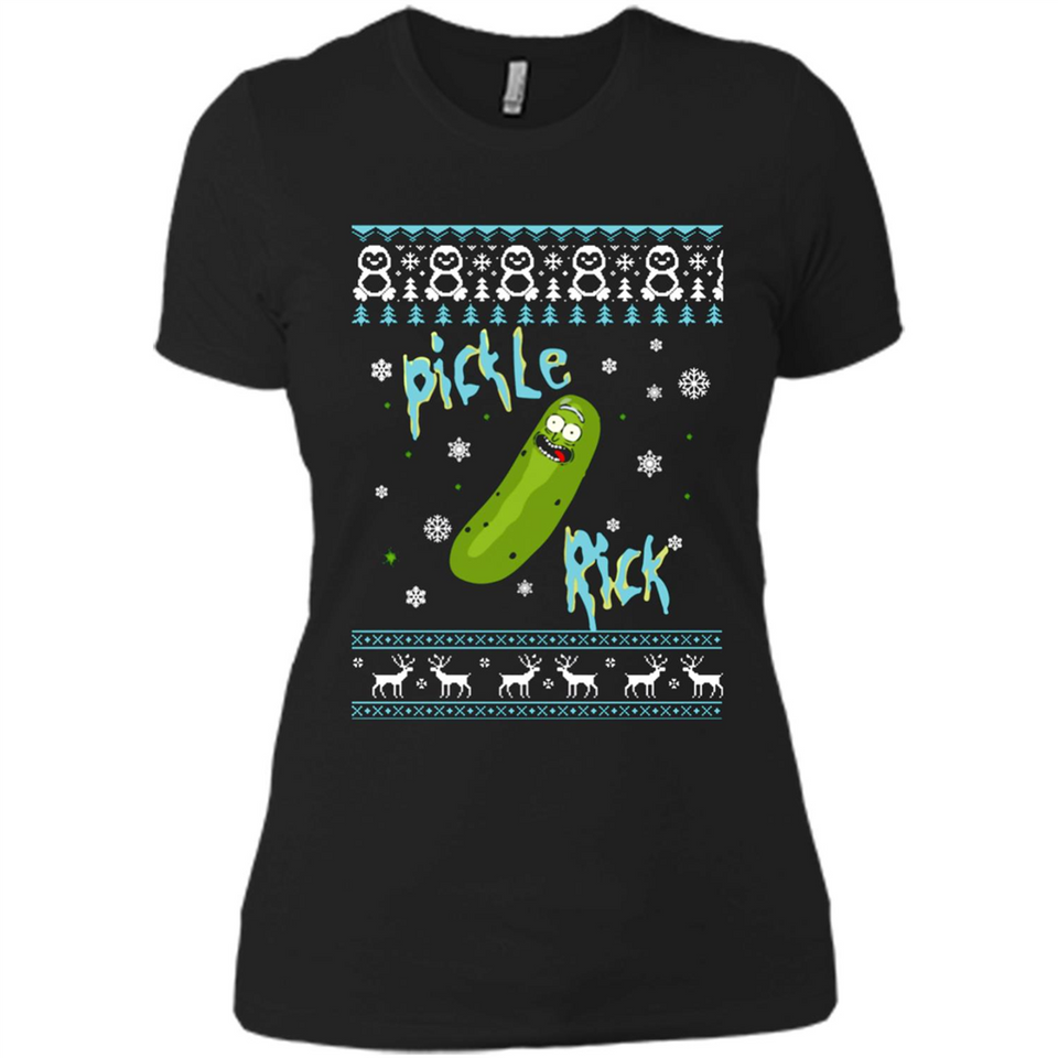 Rick and Morty Pickle Rick Ugly Christmas Sweater - Ladies' Boyfriend T-Shirt