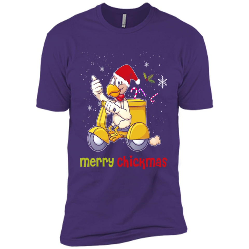 Funny Santa Christmas Chicken Shirt - Merry Chickmas - Premium Short Sleeve T-Shirt