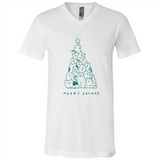 Merry Catmas Funny Cat Christmas Tree Sweatshirt - Canvas Unisex V-Neck