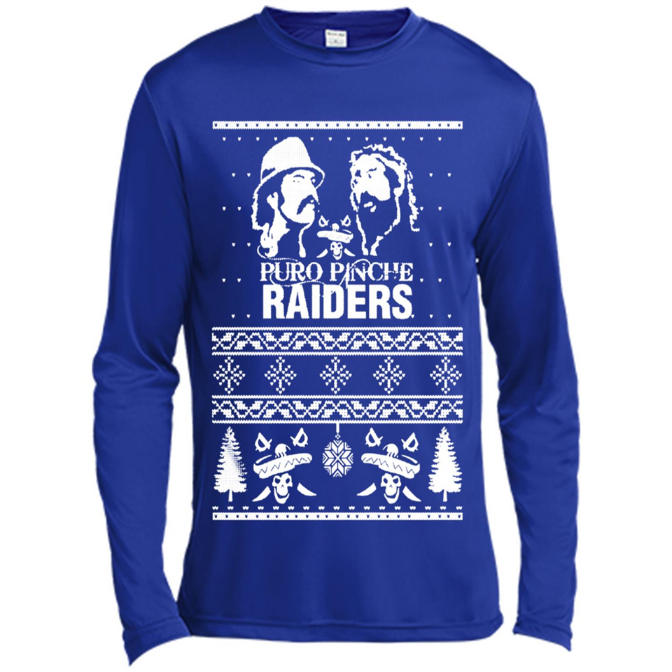Puro Pinche Raiders Ugly Christmas Sweater - Canvas Long Sleeve T-Shirt