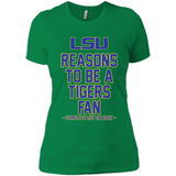 Reasons to be a LSU Tigers Fan Complete List on Back - Funny - Ladies' Boyfriend T-Shirt