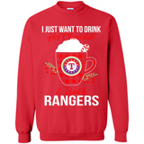 I Just Want To Drink Hot Chocolate & Watch Texas Rangers Ugly Christmas Sweater PINGPONG