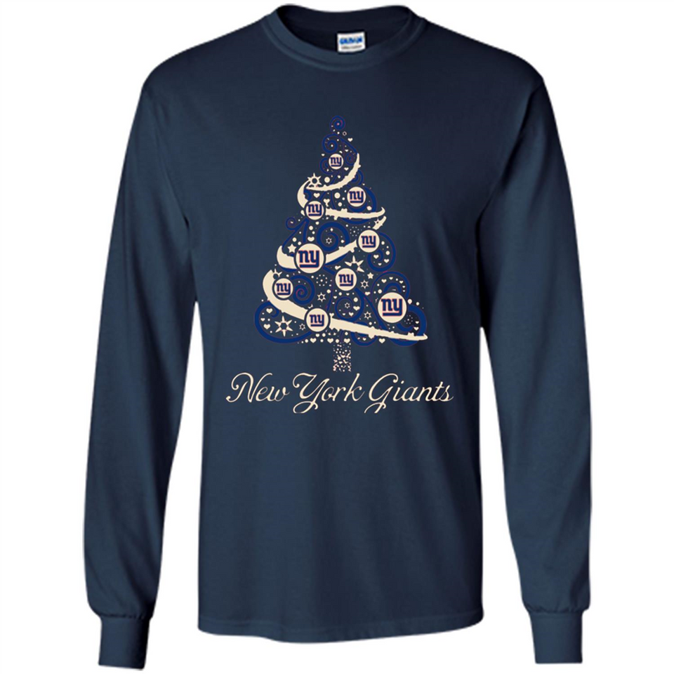 New York Giants NFL Football Team Logo Christmas Tree T-Shirt - Long Sleeve T-Shirt