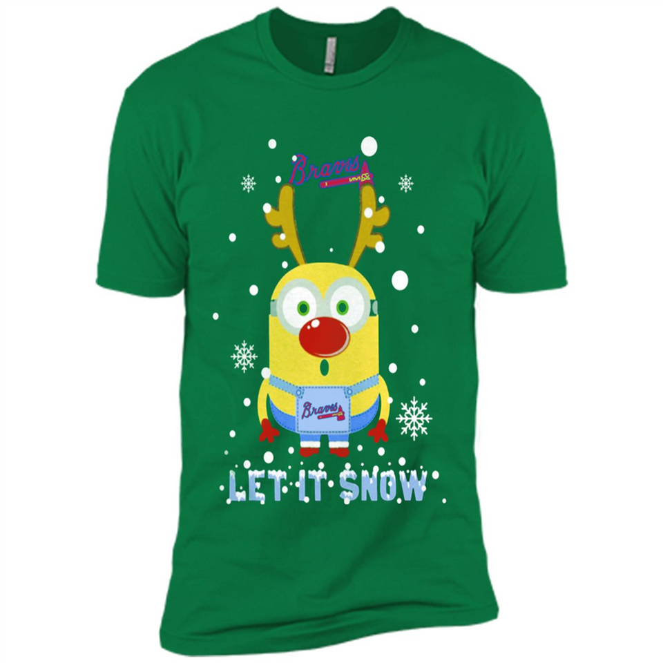 Minion Atlanta Braves Ugly Christmas Sweater Let it Snow - Premium Short Sleeve T-Shirt