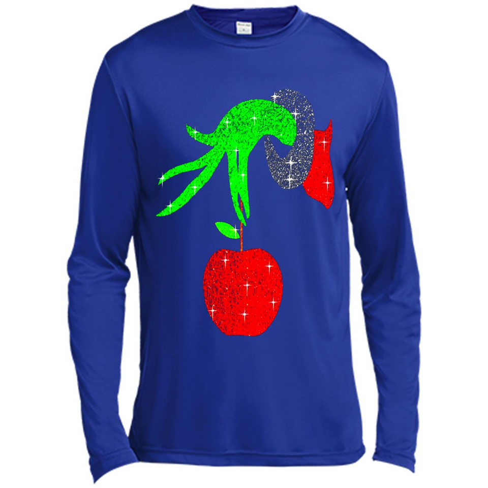 Christmas The Grinch Hand Holding Apple Ornament sweater - Canvas Long Sleeve T-Shirt