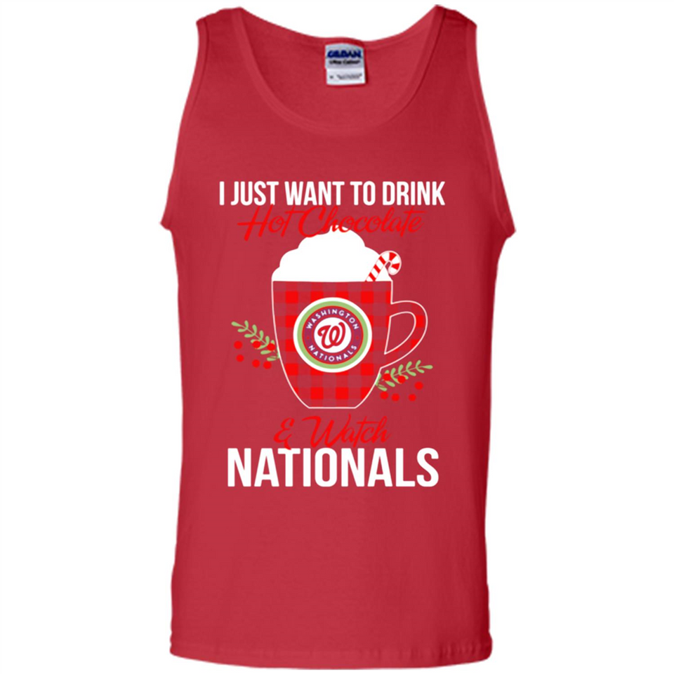 I Just Want To Drink Hot Chocolate & Watch Washington Nationals Ugly Christmas Sweater PINGPONG
