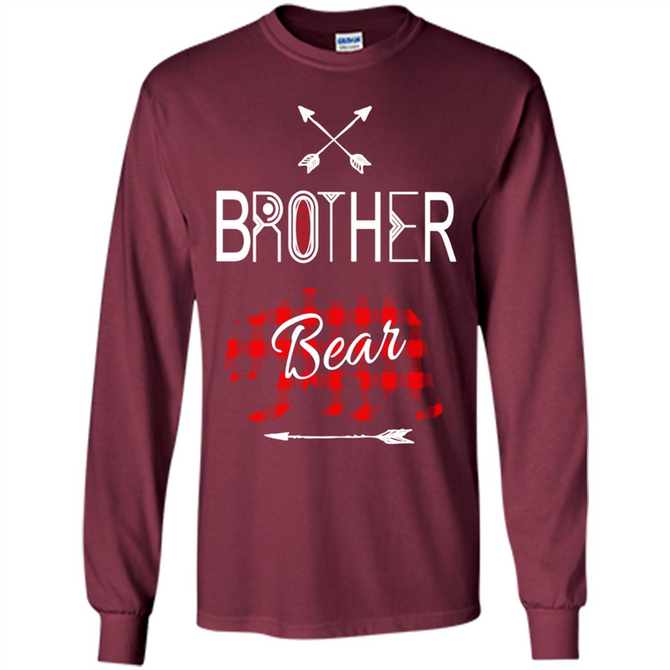 Brother Shirt Buffalo Plaid Family Camping Bear Tee - Long Sleeve T-Shirt