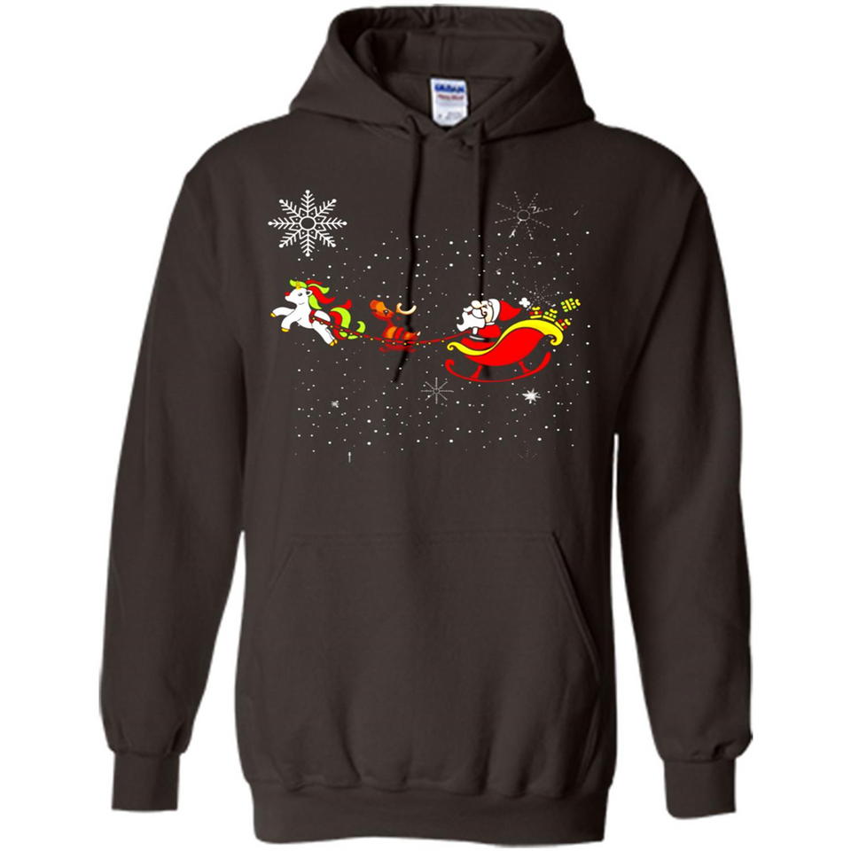 Christmas Unicorn Rudolph and Santa - Hoodie