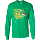 Christmas Lights Sloth Wearing Santa Hat Funny Xmas - Long Sleeve T-Shirt