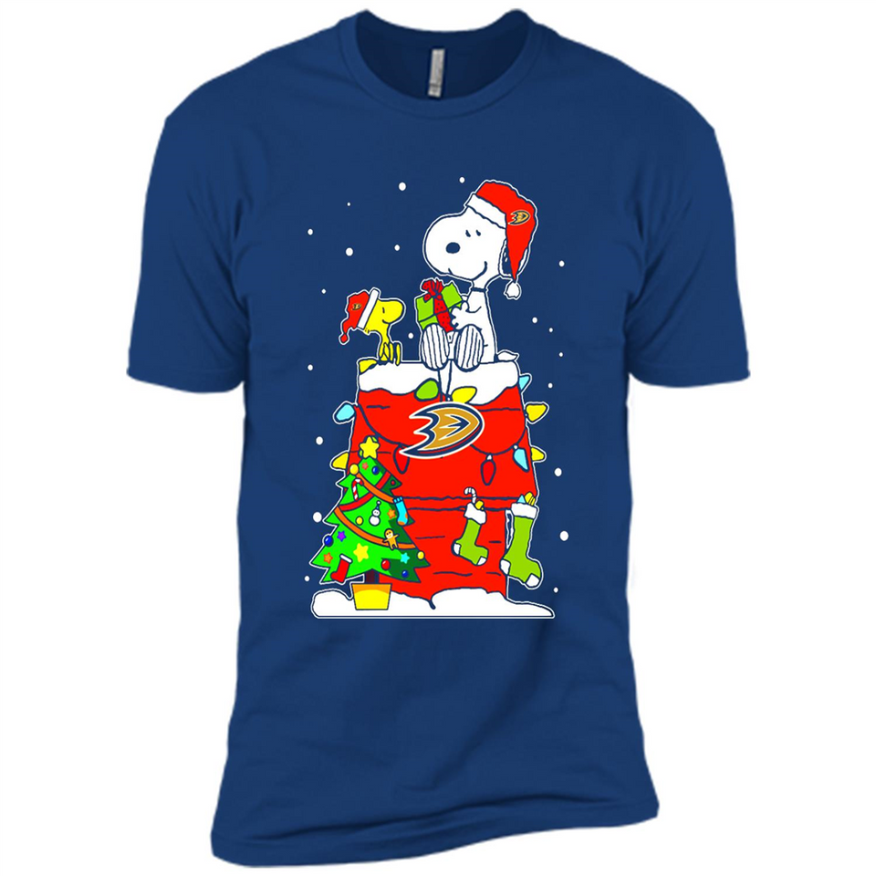 Anaheim Ducks Snoopy Ugly Christmas Sweaters - Sao chép - Premium Short Sleeve T-Shirt