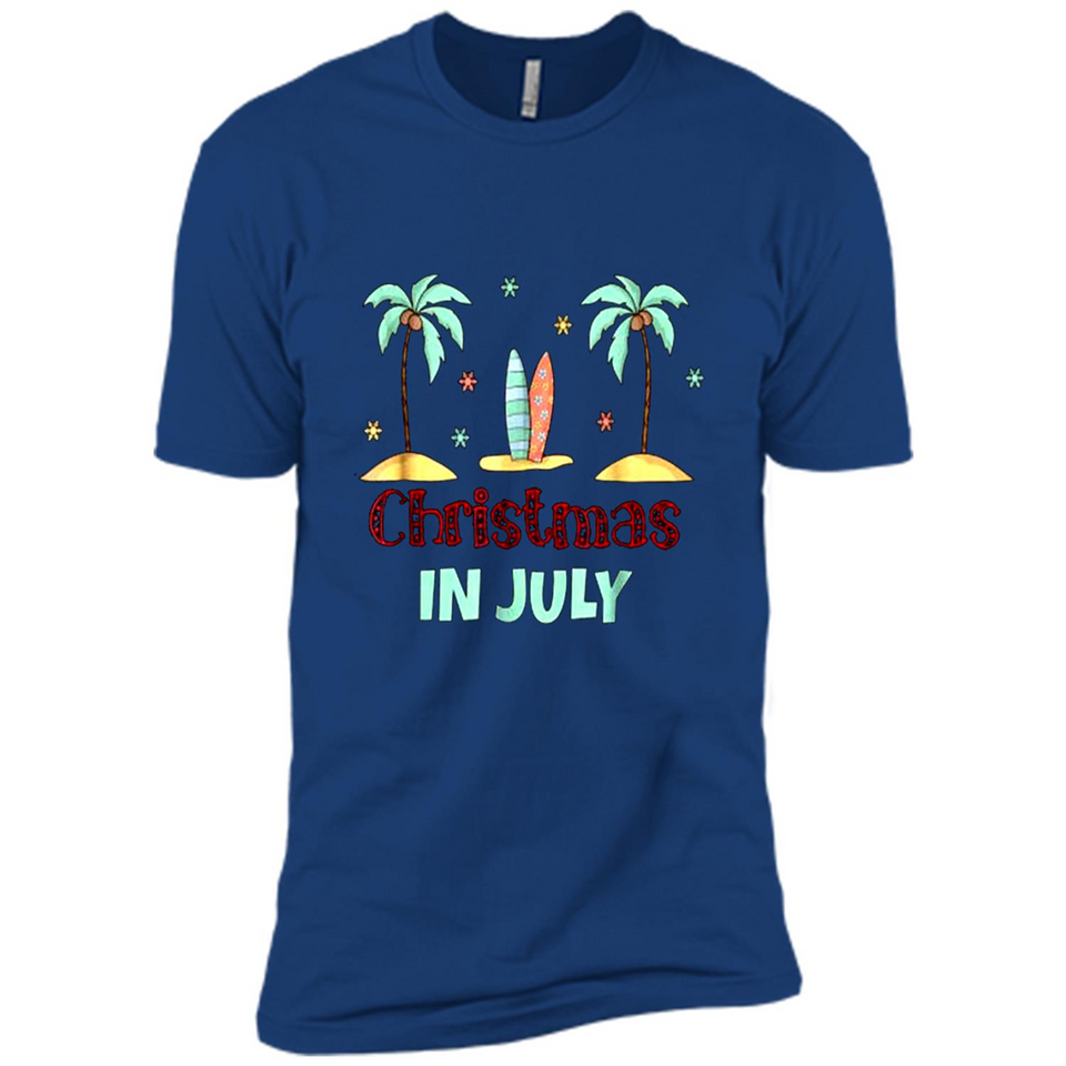 Christmas In July Shirt Surfing Palm Trees Surfboard - Premium Short Sleeve T-Shirt
