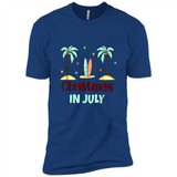 Christmas In July Shirt Surfing Palm Trees Surfboard - Premium Short Sleeve T-Shirt